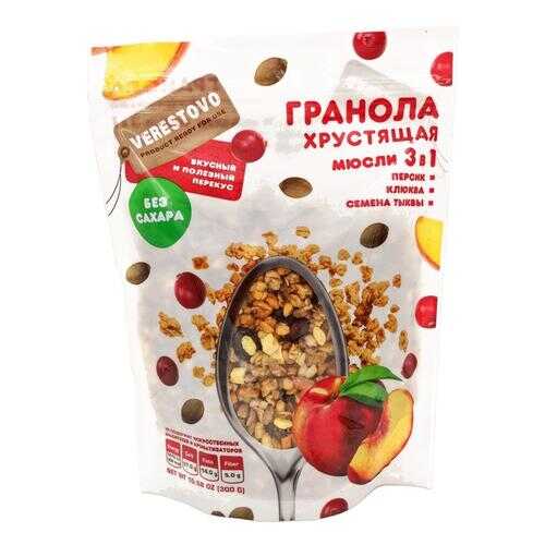 Гранола хрустящая без сахара персик клюква семена тыквы 300 г в ВкусВилл