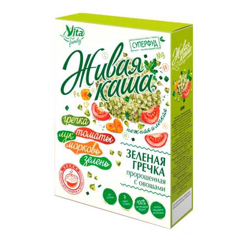 Гречка Vita зеленая пророщенная с овощами 300 г в ВкусВилл