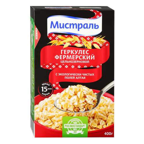 Хлопья Мистраль Геркулес Фермерский 400г в ВкусВилл