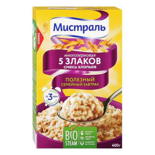 Хлопья Мистраль смесь 5 злаков 400 г в ВкусВилл