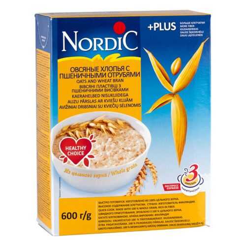 Хлопья овсяные Nordic с пшеничными отрубями 600 г в ВкусВилл