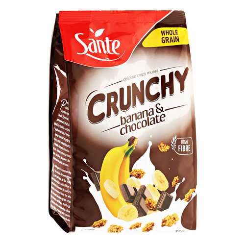 Хлопья Sante сrunchy хрустящие овсяные с бананом и шоколадом 350 г в ВкусВилл