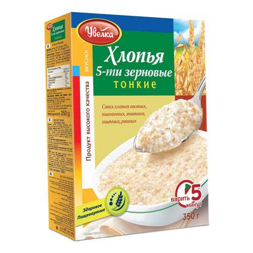 Хлопья Увелка 5-ти зерновые тонкие 350 г в ВкусВилл