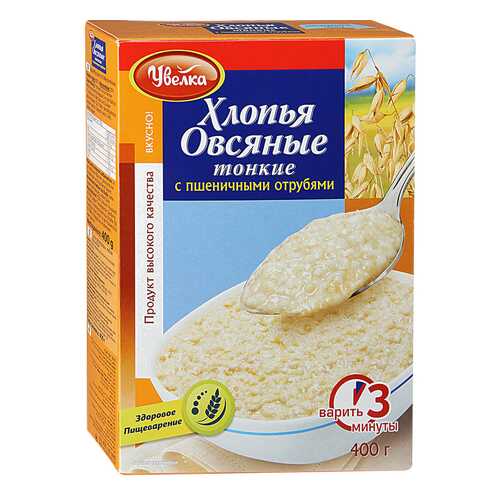 Хлопья Увелка овсяные тонкие 400 г в ВкусВилл
