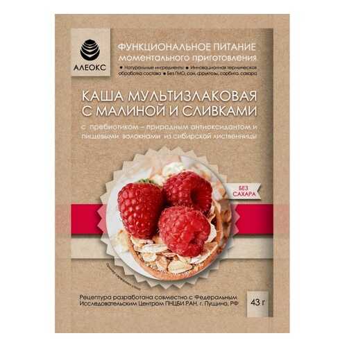 Каша Алеокс Мультизлаковая с малиной и сливками+антиоксидант из сибирской лиственницы 43 г в ВкусВилл