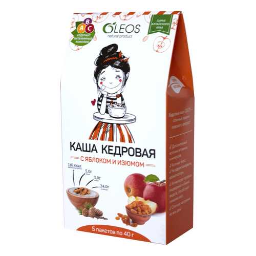 Каша кедровая Oleos с яблоком и изюмом 200 г в ВкусВилл