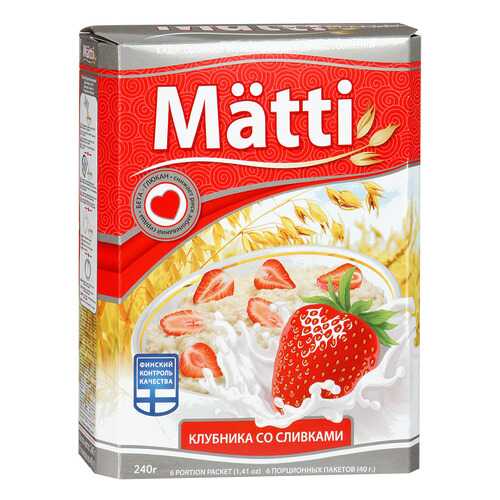 Каша Matti клубника со сливками 240 г 6 пакетиков в ВкусВилл