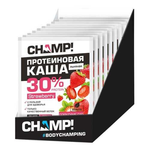 Каша протеиновая Champ льняная клубничная с коэнзимом Q10 шоубокс 10 шт по 40 г в ВкусВилл