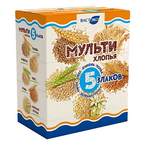 Мульти хлопья Вастэко 5 злаков в ВкусВилл
