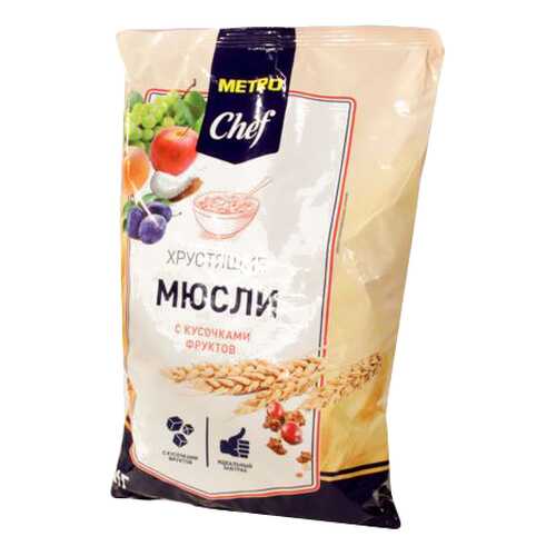 Мюсли Chef хрустящие с кусочками фруктов 1 кг в ВкусВилл