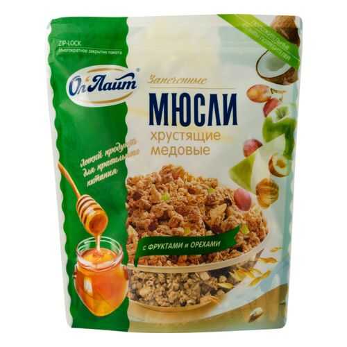 Мюсли запеченные ОлЛайт хрустящие медовые с фруктами и орехами 280 г в ВкусВилл