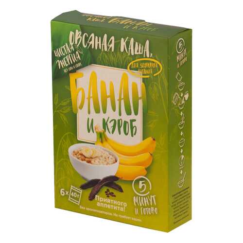 Овсяная каша с бананом и кэробом Ricos в пакетиках 6*40 г в ВкусВилл