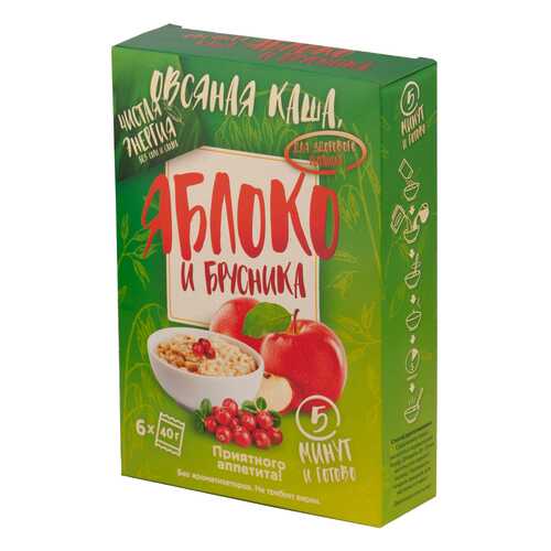 Овсяная каша с яблоком и брусникой Ricos в пакетиках 6*40 г в ВкусВилл