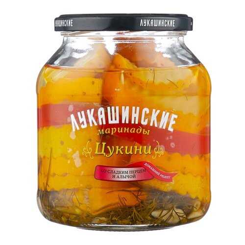 Цукини Лукашинские маринованные со сладким перцем и алычой 670г в ВкусВилл