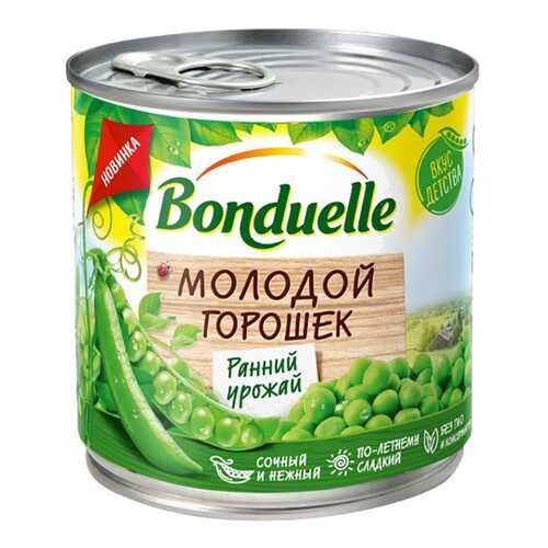 Горошек Bonduelle зеленый молодой 400г в ВкусВилл