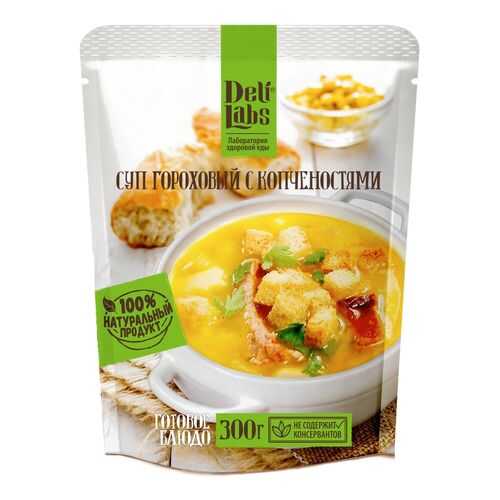 Готовое блюдо DeliLabs суп гороховый с копчёностями 300 г в ВкусВилл
