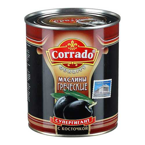 Маслины Corrado греческие супергигант с косточкой 850 мл в ВкусВилл