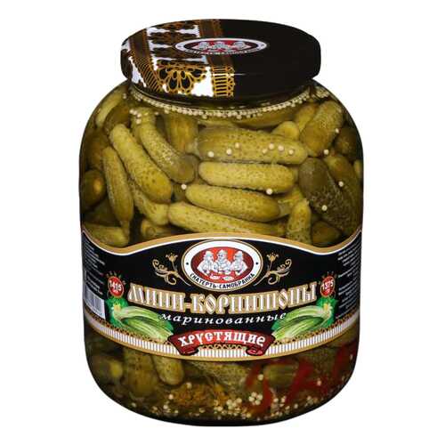 Мини-корнишоны Скатерть-Самобранка маринованные хрустящие 1375 г в ВкусВилл