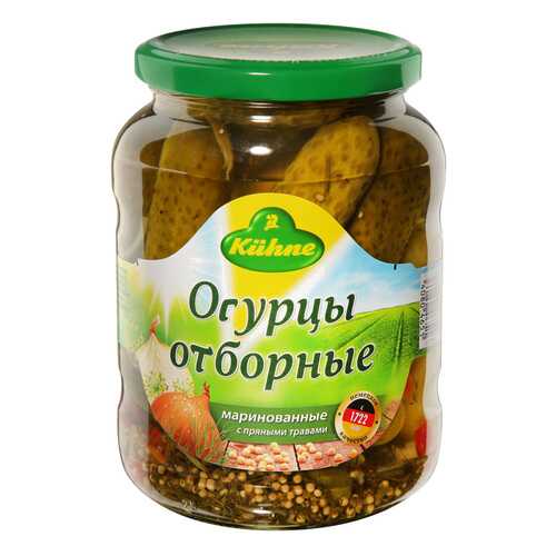 Огурцы Kuhne отборные с пряными травами маринованные 670 г Германия в ВкусВилл