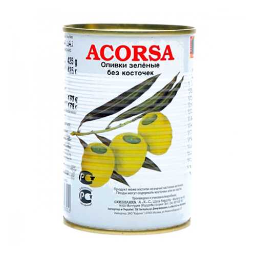 Оливки Acorsa зеленые крупные без косточки 425 г в ВкусВилл