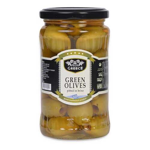 Оливки From Greece зеленые без косточки 365г стекло Греция в ВкусВилл