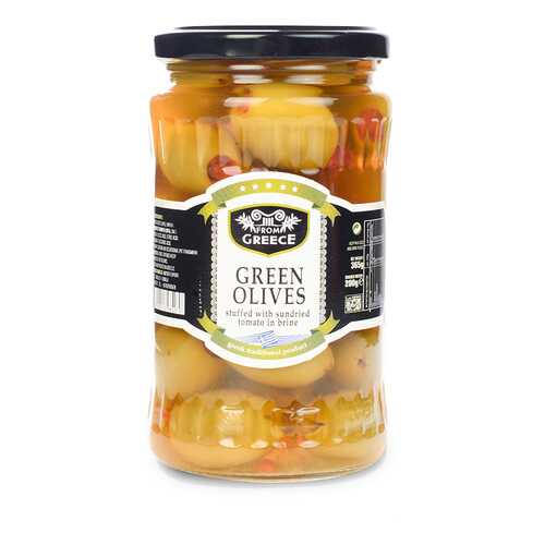 Оливки зеленые фаршированные вялеными томатами, From Greece, 365 г, Греция в ВкусВилл