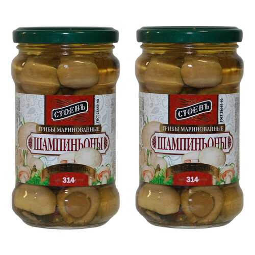 Шампиньоны Стоевъ маринованные 314 г 2 шт в ВкусВилл