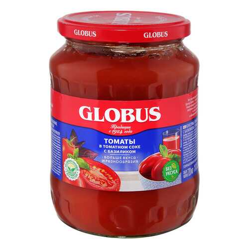 Томаты Globus в томатном соке с базиликом 680г в ВкусВилл