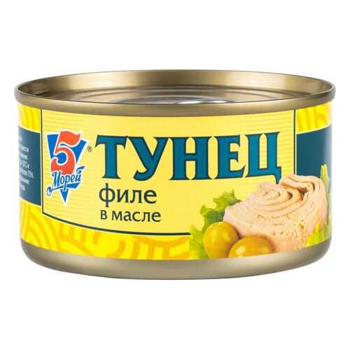 Тунец филе 5 Морей в масле 185 г в ВкусВилл