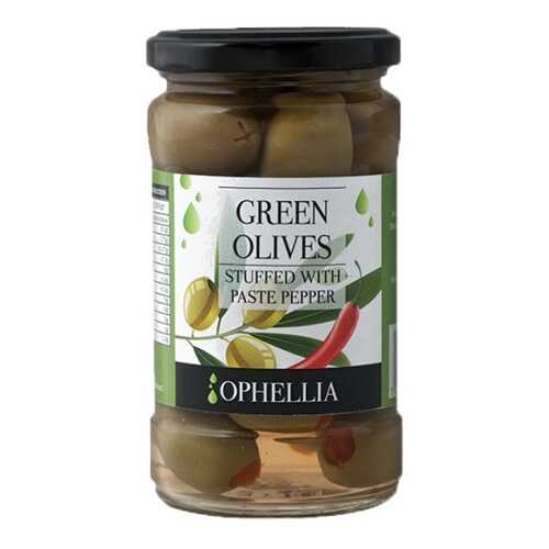 Зеленые оливки Ophellia фаршированные перцовой пастой 315 мл в ВкусВилл