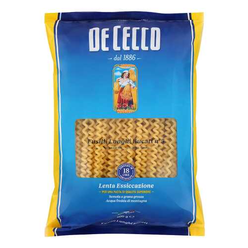 Макароны De Cecco Fusilli lunghi bucati №5 500 г в ВкусВилл