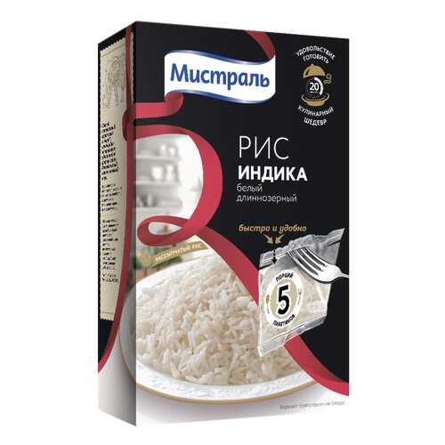Рис длиннозерный Мистраль индика белый 80 г 5 пакетов в ВкусВилл