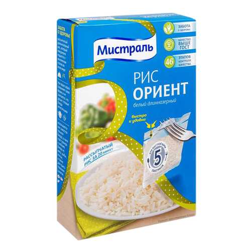Рис Мистраль длиннозерный ориент белый 80 г 5 пакетов в ВкусВилл