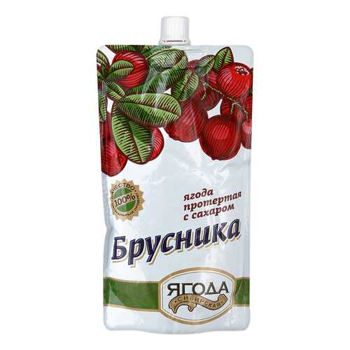 Брусника протертая Ягода сибирская с сахаром 280 г в ВкусВилл