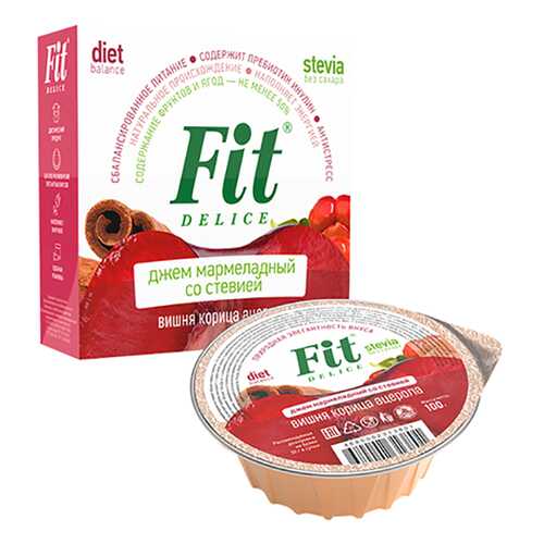 Джем мармелад Fit Parad со стевией вишня корица ацерола в ВкусВилл