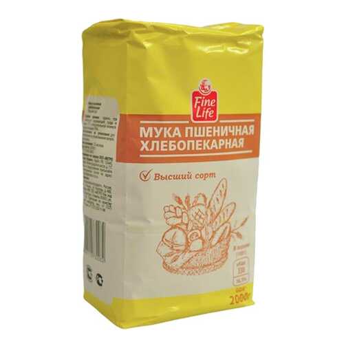 Мука Fine Life пшеничная хлебопекарная высший сорт 2 кг в ВкусВилл