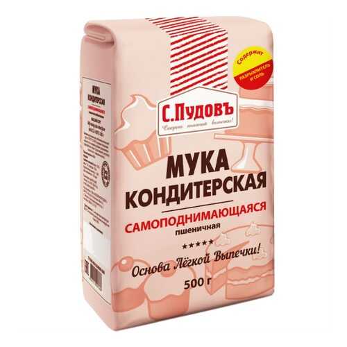 Мука кондитерская самоподнимающаяся пшеничная в/с С. Пудовъ 500 г в ВкусВилл