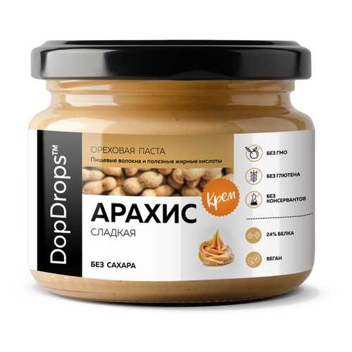 Арахисовая паста DopDrops Крем сладкая без сахара 250 г в ВкусВилл