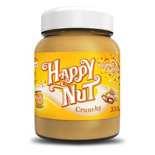 Арахисовая паста Happy Nut Crunchy с кусочками 330 г в ВкусВилл