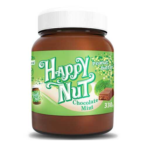 Арахисовая паста шоколадная HAPPY NUT с мятой 330 г в ВкусВилл