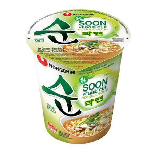 Лапша быстрого приготовления Soon Veggie овощная Nongshim стакан 67 г в ВкусВилл