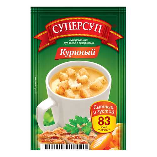 Суперсуп-пюре Суперсытный куриный с сухариками 23 г в ВкусВилл