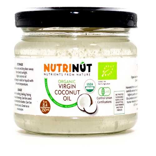 Кокосовое масло Nutrinut organic virgin coconut oil 250 мл в ВкусВилл