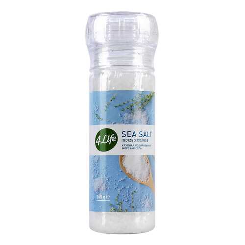 Соль морская крупная йодированная, мельница, 4LIFE 165 г, Россия в ВкусВилл