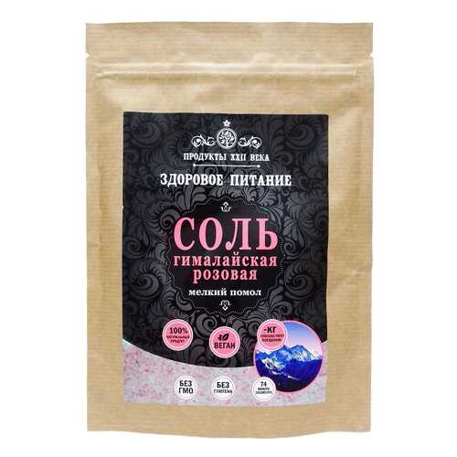 Соль розовая гималайская Продукты XXII века мелкий помол 0.5-1 мм 400 г в ВкусВилл