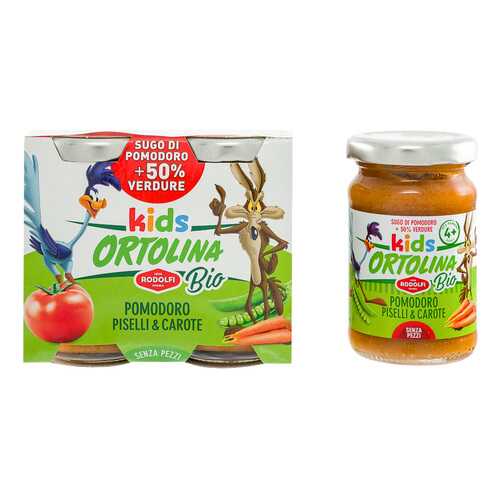 Соус Rodolfi Ortolina Kids Bio томатный с зеленым горошком и морковью 2 шт 100г в ВкусВилл