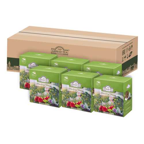 Чай Ahmad Tea Клубничный Мусс, зелёный, листовой, в пирамидках, 20х1,8г - 6 штук в ВкусВилл