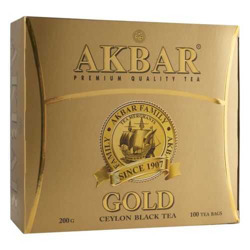 Чай черный Akbar gold цейлонский 100 пакетиков в ВкусВилл