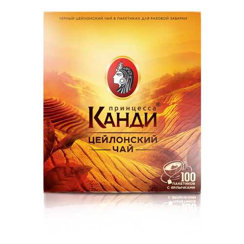 Чай черный Принцесса Канди Цейлонский 100 пакетиков с ярлыком в ВкусВилл