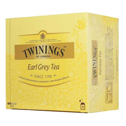 Чай черный Twinings эрл грэй байховый с ароматом бергамота пакетированный 50 пакетиков в ВкусВилл